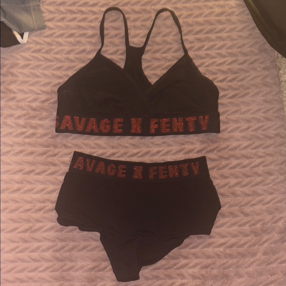 Savage X Fenty Black and Red Bra Intimates